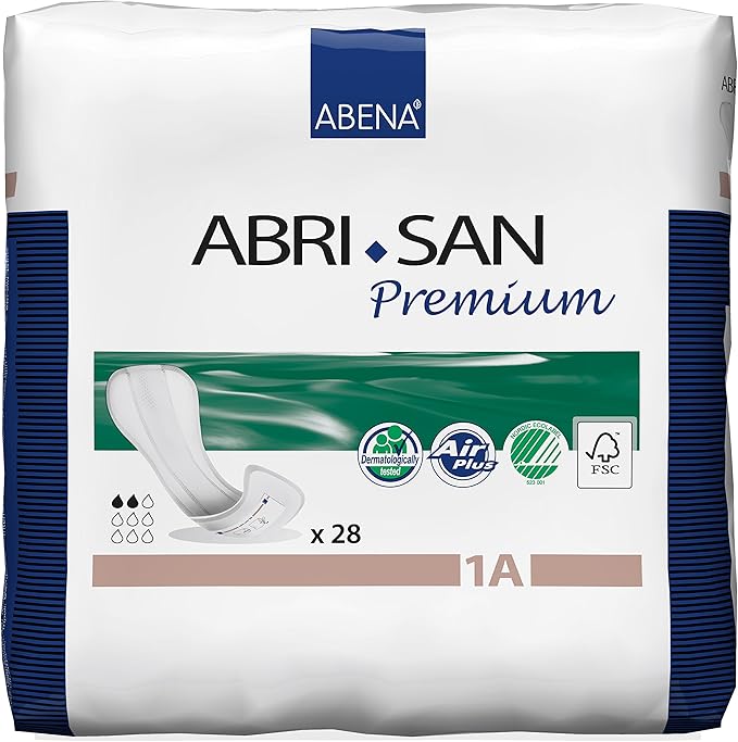 Abena Abri-San Premium Incontinence Pads, Light Absorbency, (Sizes 1 To 3A) Size 1A, 28 Count