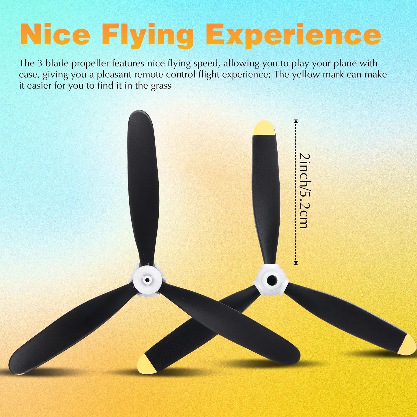 Outus 6 Sets Plane Propeller 3 Blade Compatible with F4u Rc 761-8 761-9 761-16 T28 P47 Fighter Remote Control Plane Radio Controlled Aircraft with Propeller Adapters(400mm)