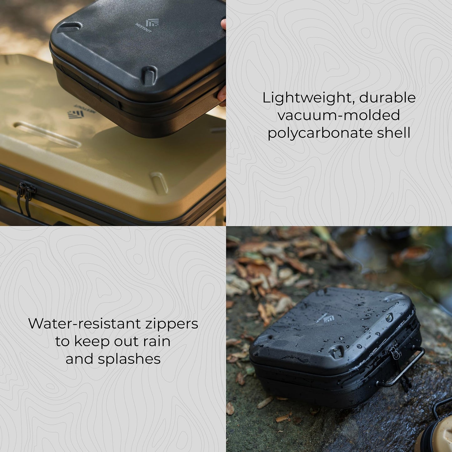 ELECOM NESTOUT Gear Storage Case, Lightweight Hard Shell, Water-Resistant, Stackable Organizer with Padded Dividers, Impact Resistant, Fits Travel Outdoor Batteries Tech Accessories