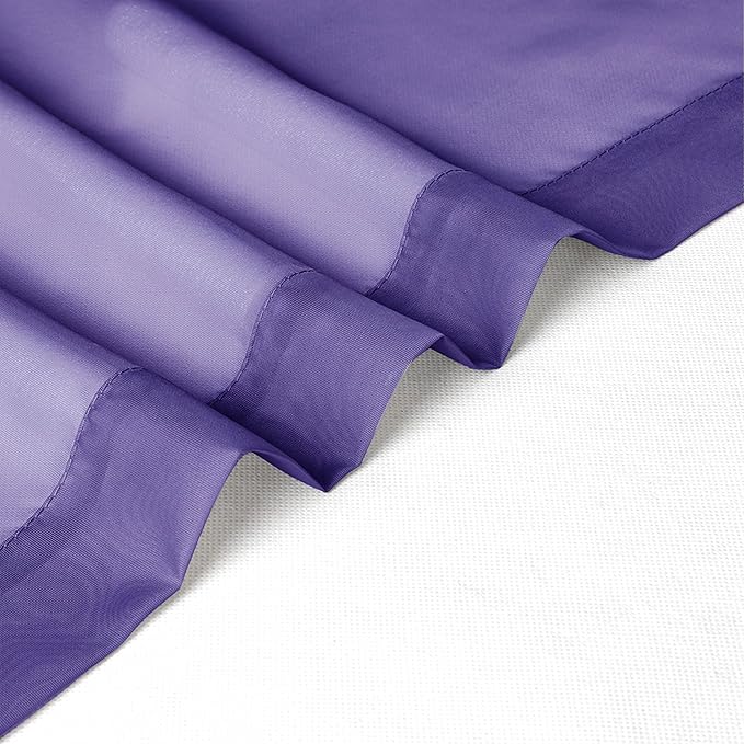 Chyhomenyc Purple Sheer Curtains 72 Inch Length 2 Panels, Light Filtering Soft Airy Rod Pocket Voile Window Curtain Drapes for French Door Bedroom Living Room, Each 42Wx72L Inches