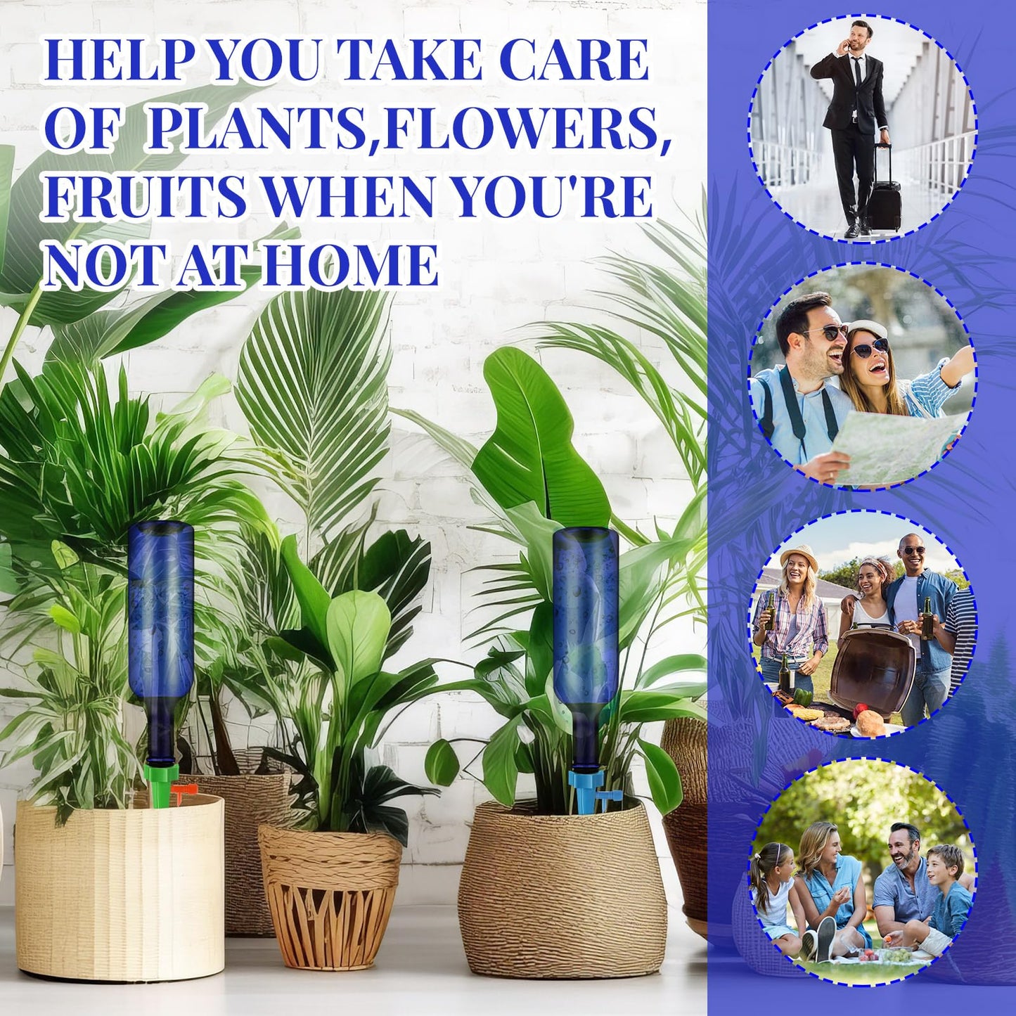 SiliFine Plant Watering Devices with Self Watering Spikes and 26 oz Plastic Bottles Plant Waterer Devices with Adjustable Control Valve Switch Indoor Outdoor