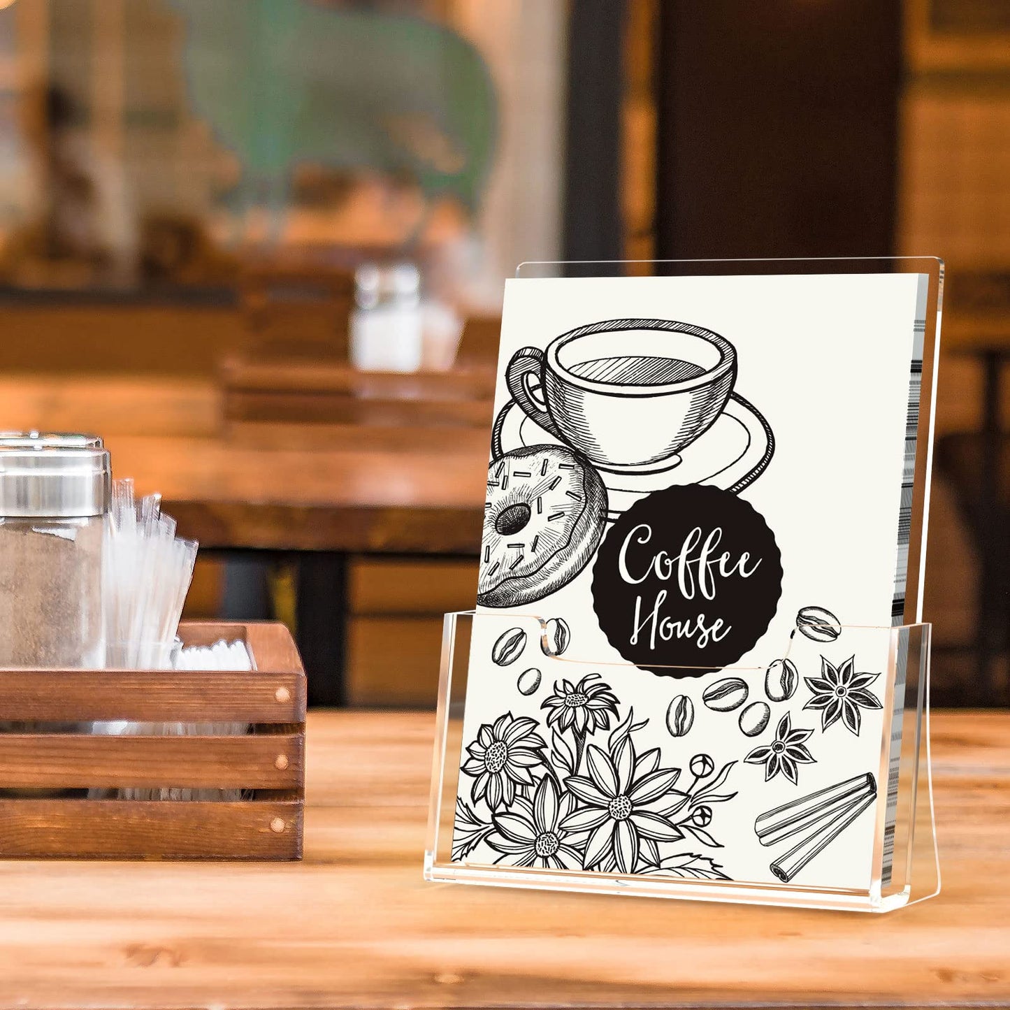 HIIMIEI Brochure Holder 8.5 x 11 inches, Acrylic Flyer Holder with 2 Pack, Plastic Stands for Displaying Magazines, Pamphlets, Literature, Brochures, Booklets, Menu