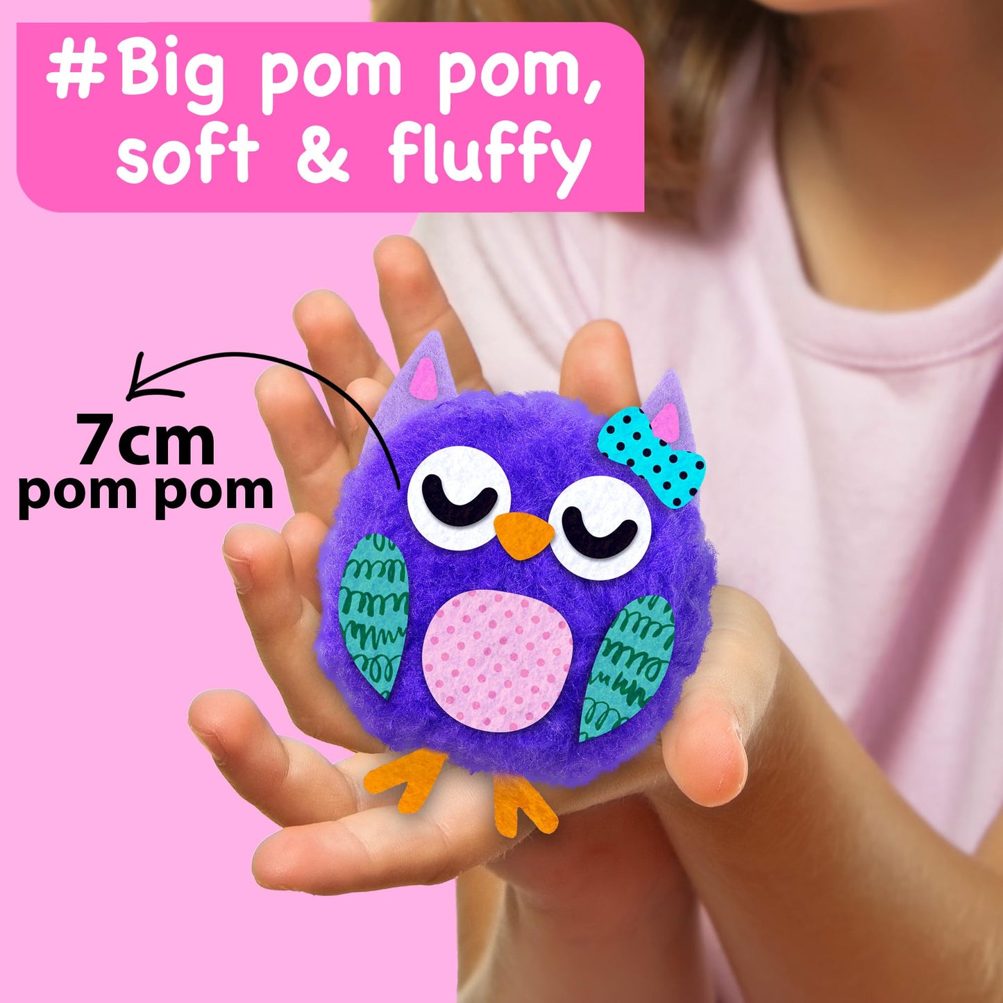EZCRA Kids Crafts Ages 4-8 – 10 Plush Pom Pom Unicorn and Animals All-in-One DIY Craft Set – Felt Stickers, Educational & Creative Gift for Girls & Boys
