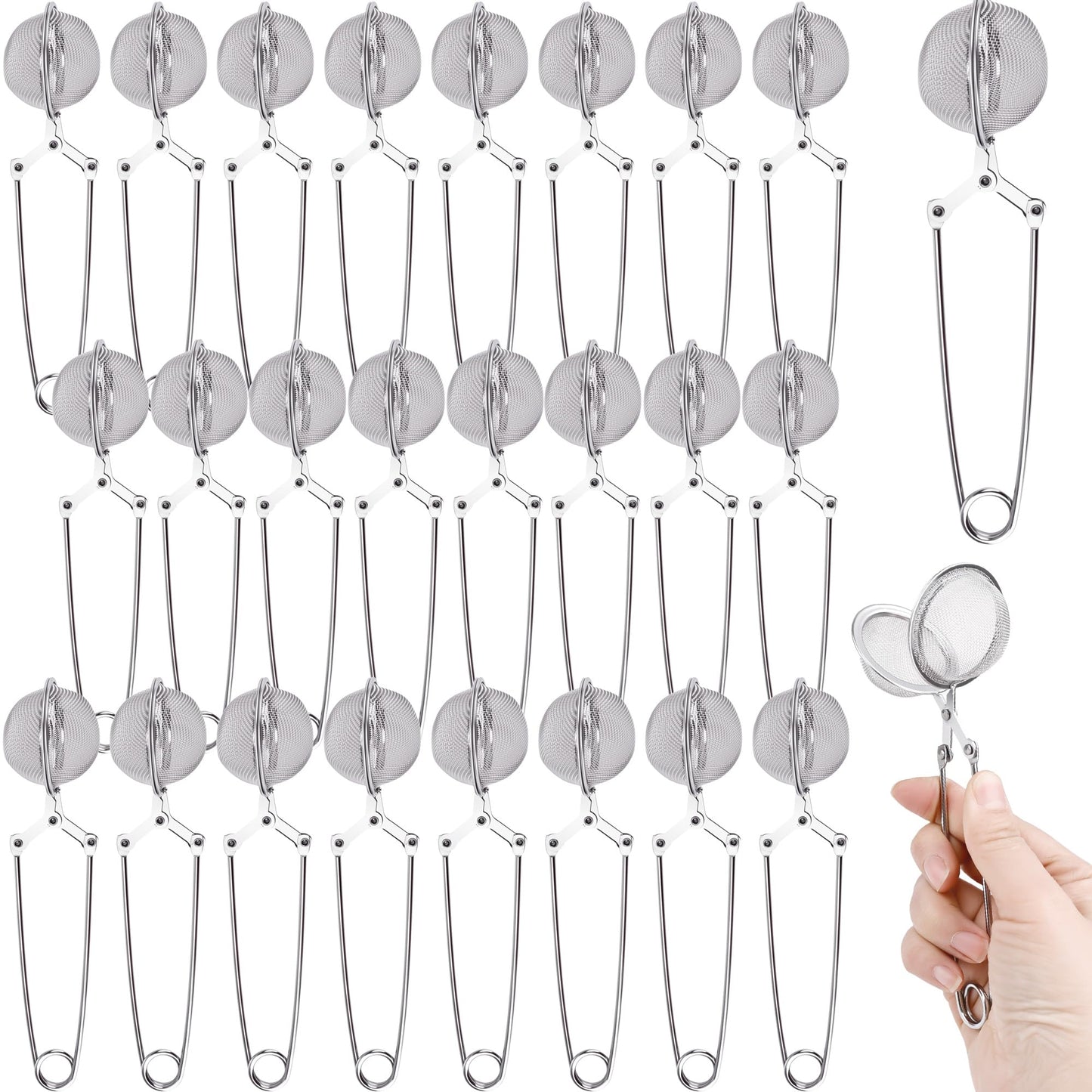 25 Pack Snap Tea Ball Infusers Stainless Steel Mesh Tea Ball Strainers with Handle Mesh Snap Tea Ball for Loose Leaf Tea Spices Herbs, 2 Colors (Color Style 1)