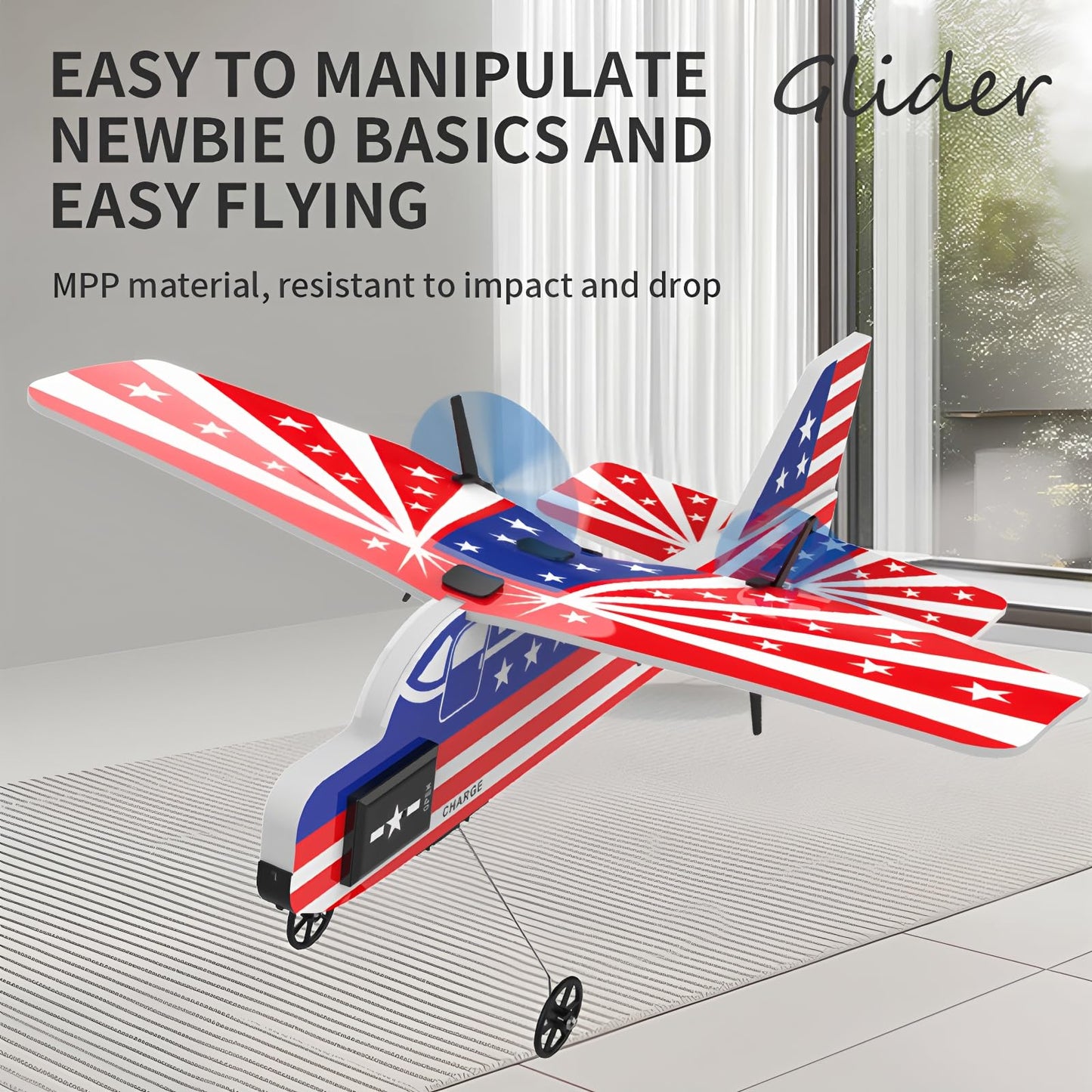 BEACONDESI Remote Control Airplane Glider for Kids & Adults - 2.4GHz Long Range, Auto-Balancing & Durable MPP Material, RC Glider Plane - Easy to Fly Beginner-Friendly Outdoor Flying Toy Gift