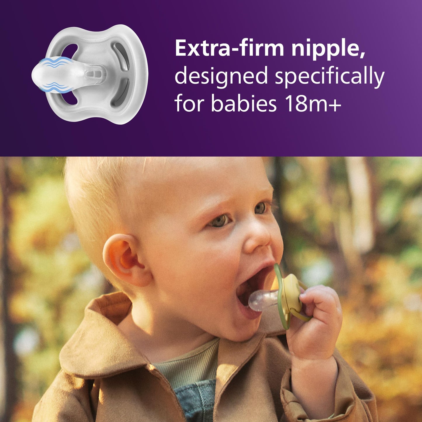 Philips Avent Ultra Air Pacifiers - Orthodontic Design, for Babies 18 Months+, Extra-Firm Silicone Symmetrical Nipple, BPA-Free, with 2 Sterilizing Cases, 4 Pack, SCF349/55