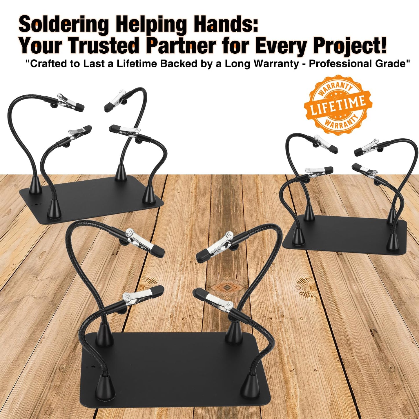 Drdefi Extra Magnetic Helping Hands Soldering Third Hand, Soldering Station with Alligator Clips PCB Circuit Board Holder Tool 4 Gooseneck Arms Non-Slip Base for Electronics Repair Jewelry Hobby