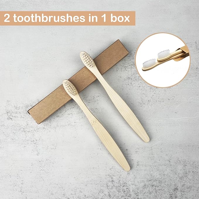 SEVENHEAD 10 PCS Kids Bamboo Toothbrushes Soft Bristles Wooden Toothbrushes, Natural Biodegradable BPA Free Eco Friendly Toothbrushes White