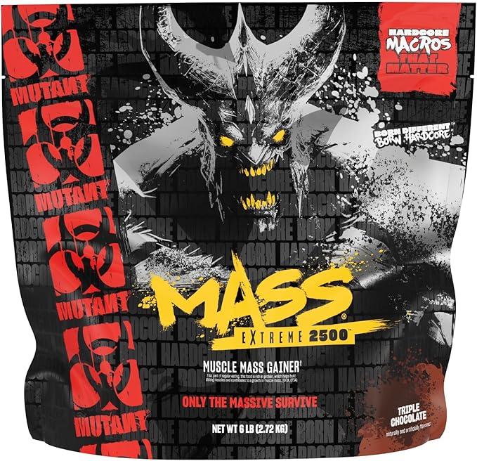 Mutant Mass Extreme Gainer – Whey Protein Powder – Build Muscle Size and Strength – High Density Clean Calories (Triple Chocolate, 6 lbs)