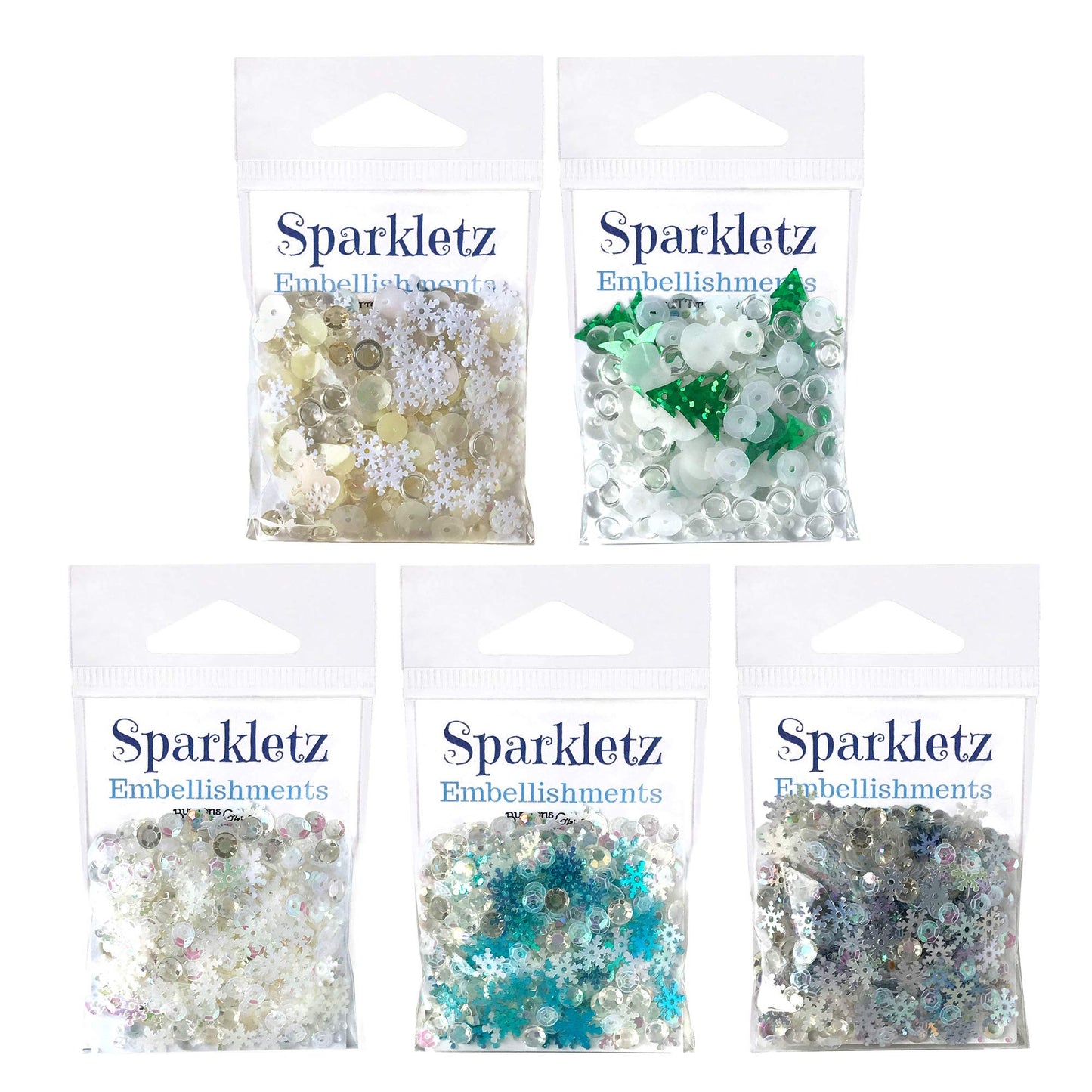 Buttons Galore Sparkletz Embellishments, Iridescent Diamonds, Half Pearls, Sequins & Seed Beads for Crafts, Scrapbooks, Card Making & Shaker Crafts-Winter- 50 Grams Total