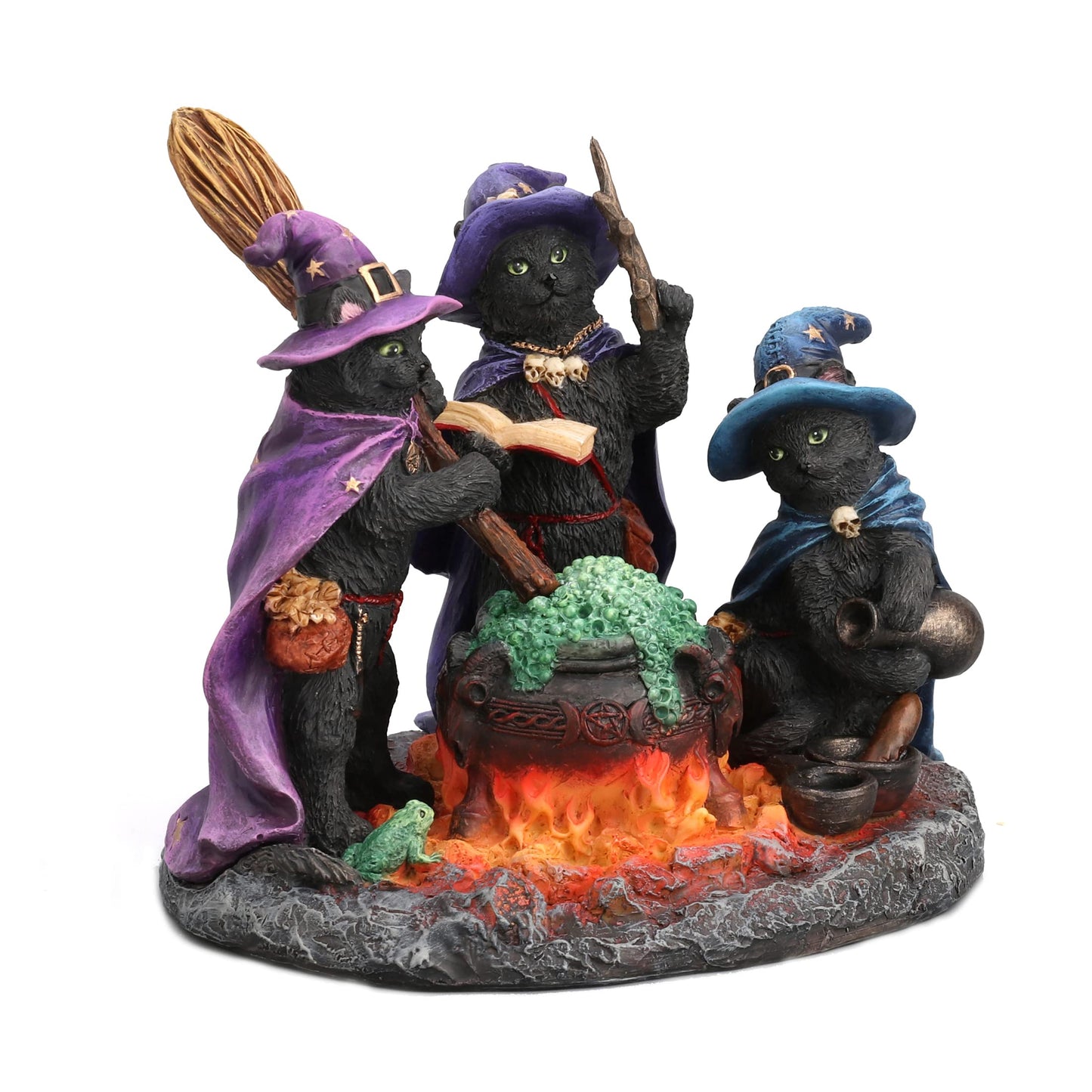Veronese Design 4 1/2 Inch Black Cats Culinary Coven Witchcraft Cauldron Resin Animal Figurine