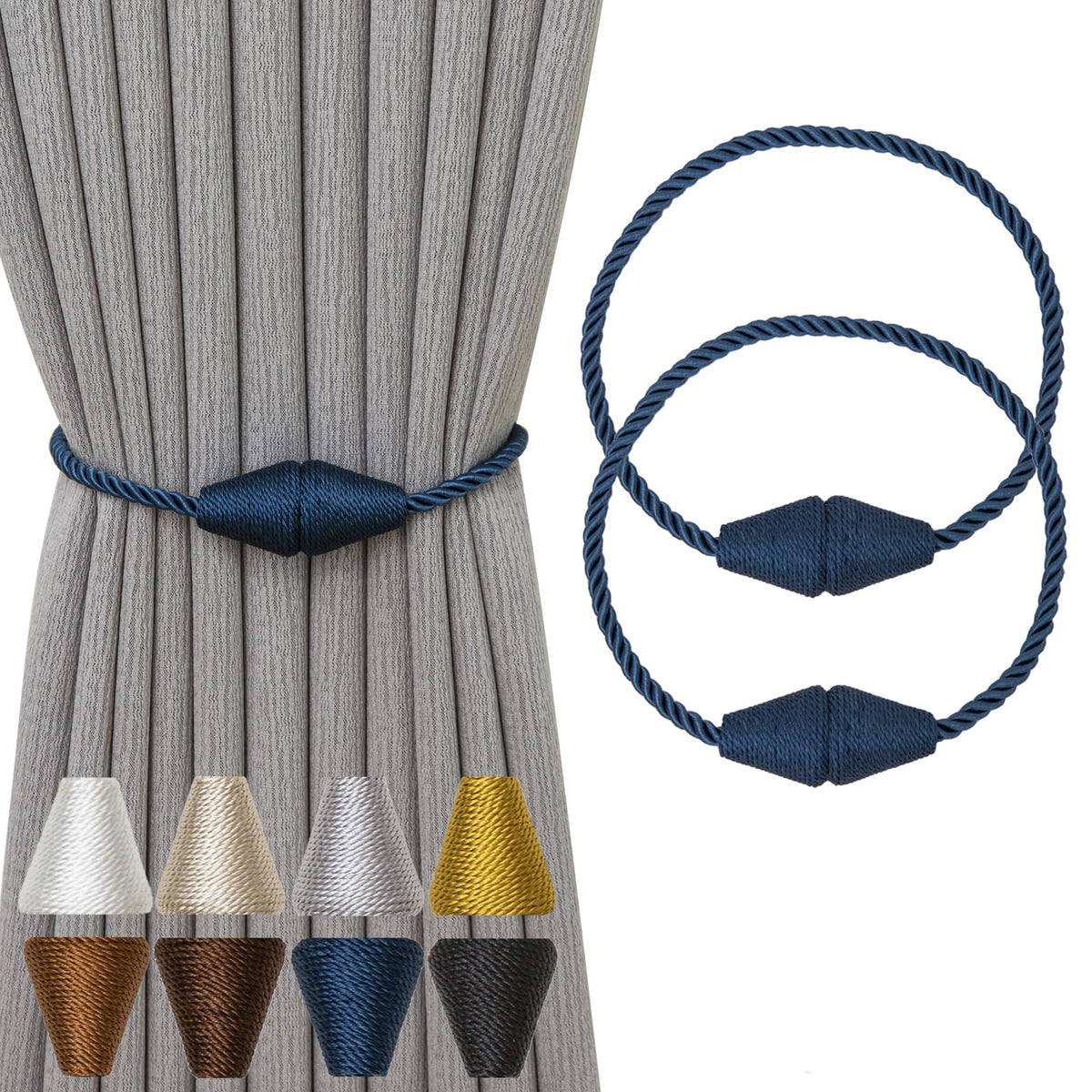 Magnetic Curtain Tiebacks 2 Pack Outdoor Rope Curtain Tie Backs Decorative Window Treatment Holdbacks for Home Decorative Curtain