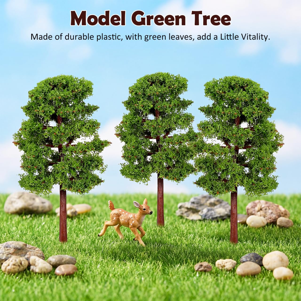 SHINEOFI 20Pcs Model Trees for Diorama, Miniature Plastic Trees for Crafts, Architecture Scenery, Train Railway Landscape, Mixed Green Fake Mini Figurines for Projects