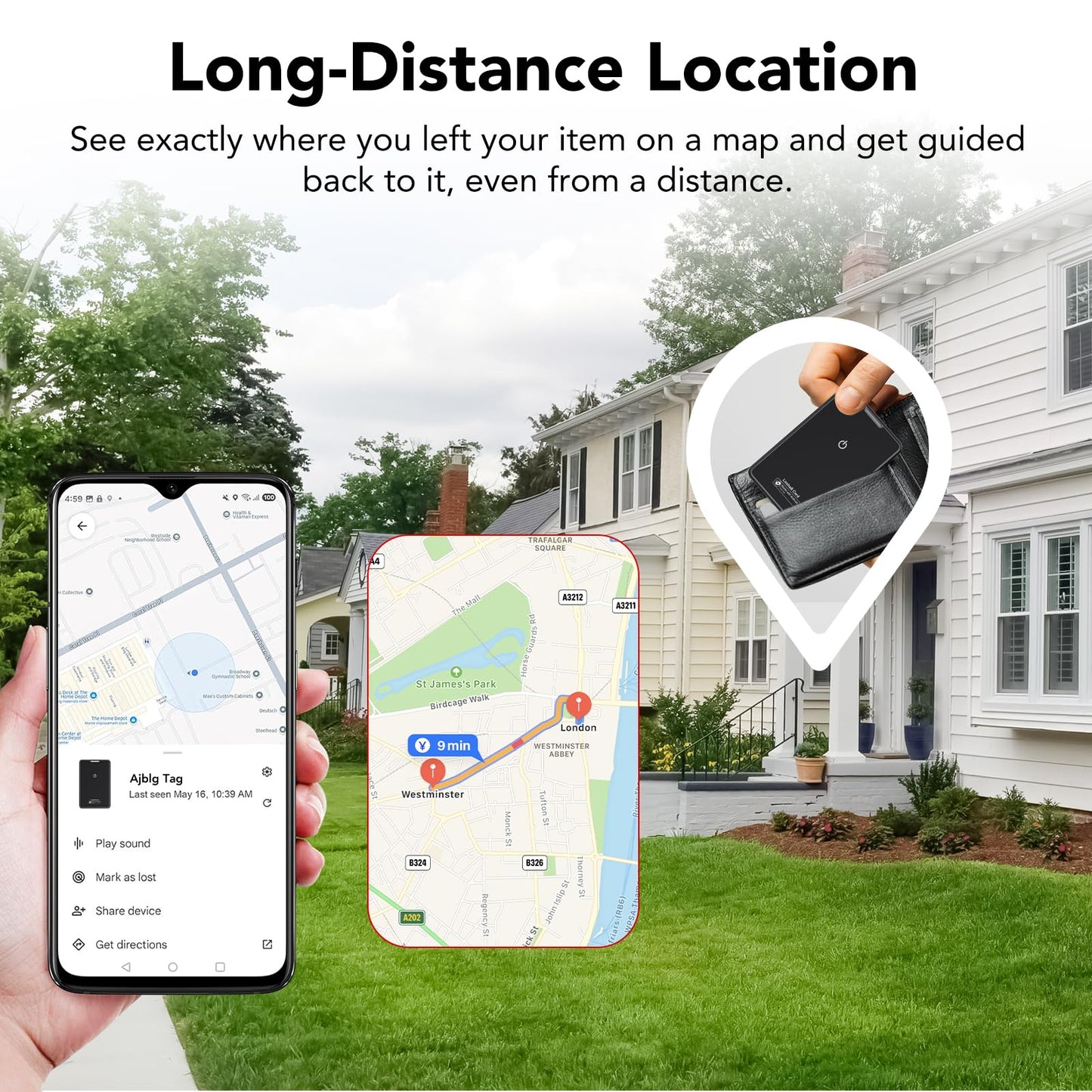 2 Pack Wallet Tracker Card for Android Bluetooth Tracker Work with Google Find Hub(Android Only), IP68 Waterproof, Item Finder for Bags, Keys, Passport