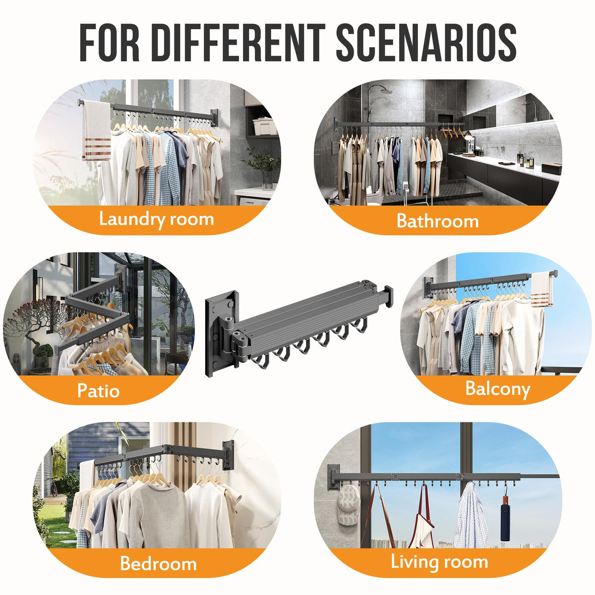 Grey Wall Mounted Clothes Drying Rack