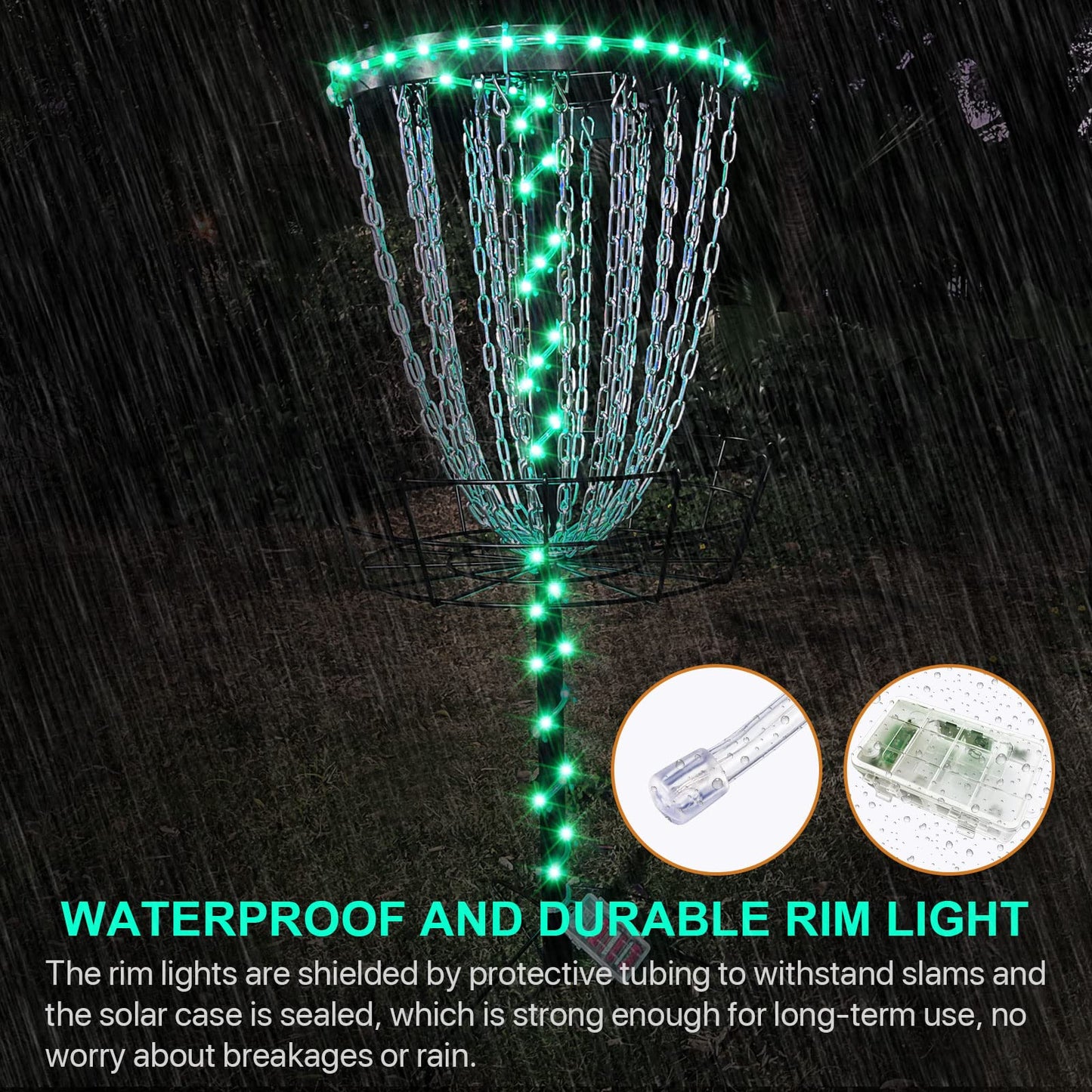 Waybelive LED Disc Golf Lights, Remote Control Disc Golf Rim Light for Disc Golf Basket, C Battery Box, 16 Color Change by Yourself, Waterproof, Super Bright to Play at Night