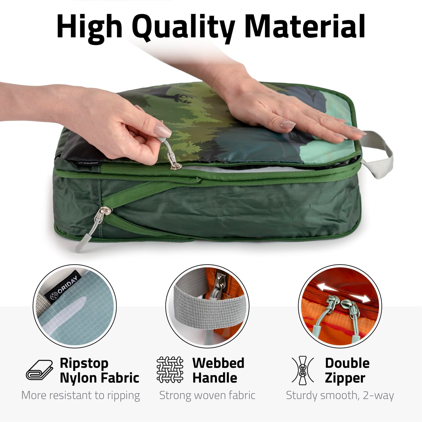 Set of 8 compression packing cubes for travel accessories- Expandable bags for clothing, toiletry, backpacks, organizing essentials (Holiday)
