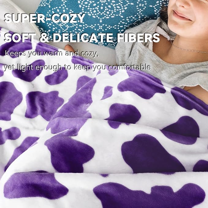 Purple Fuzzy Blanket for Girls - Plush Fleece Throw for Teens, Kids Bedding & Birthday Gifts - Soft Lavender Bed Decor 40"x50"