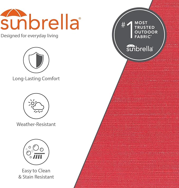 Vivere Double Sunbrella Hammock with Space-Saving Steel Stand, Heavy-Duty Portable Outdoor Hammock Set for Backyard, Patio, or Travel, Crimson