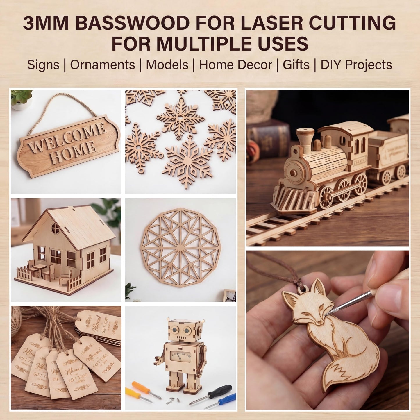 Baccraniate Basswood Sheets for Crafts,18 Pack 12"x18"x1/8" Unfinished Wood Sheets Smooth 3mm Basswood for Laser Cutting,Engraving,Wood Burning,Painting,Model Making,DIY Projects