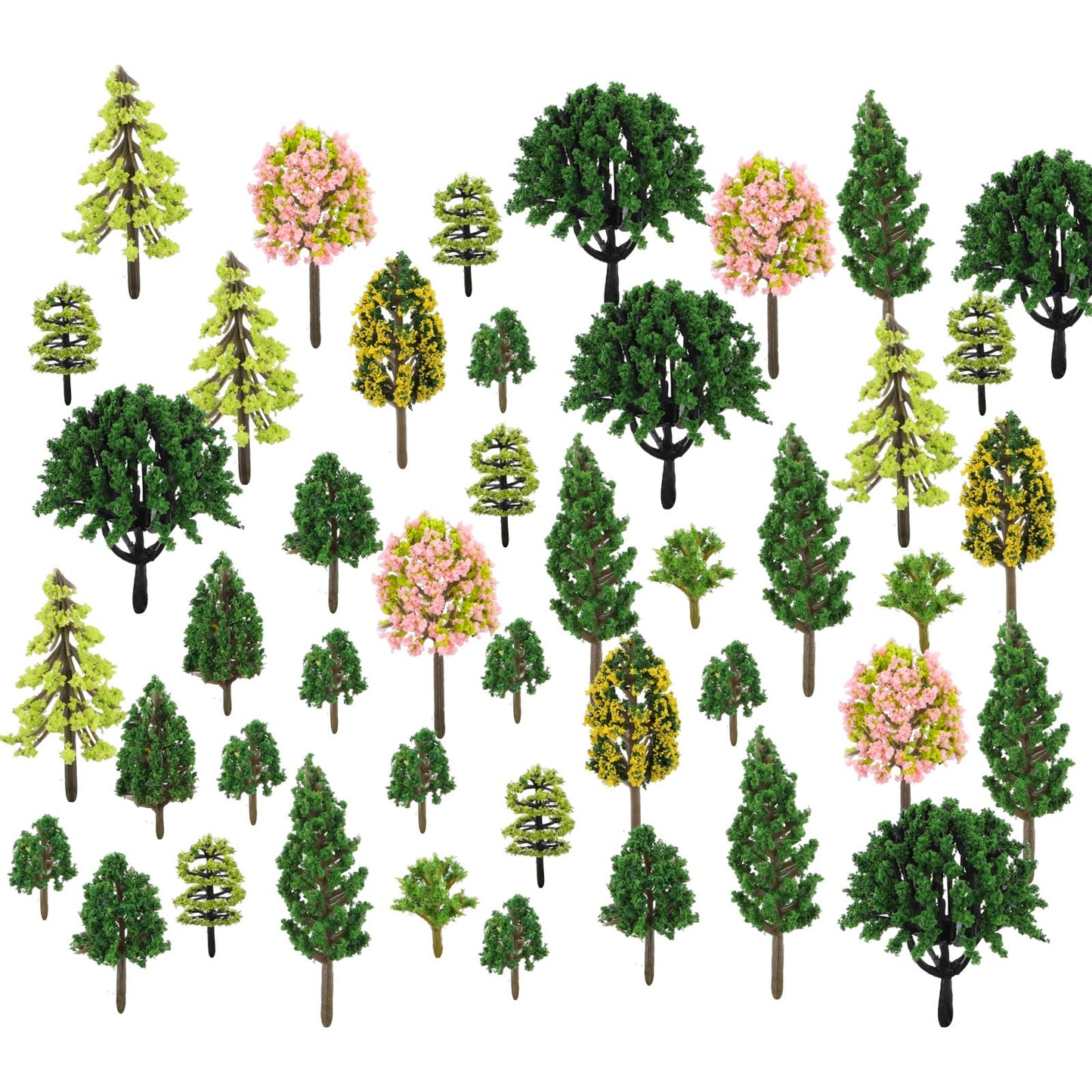 Gallipower 55pcs Model Trees 1.18-2.16" Mixed Diorama Model Tree Colourful Flower Trees Grass Architecture Mini Trees for Crafts Building Model Railway Scenery Landscape Supplies (Style 04)