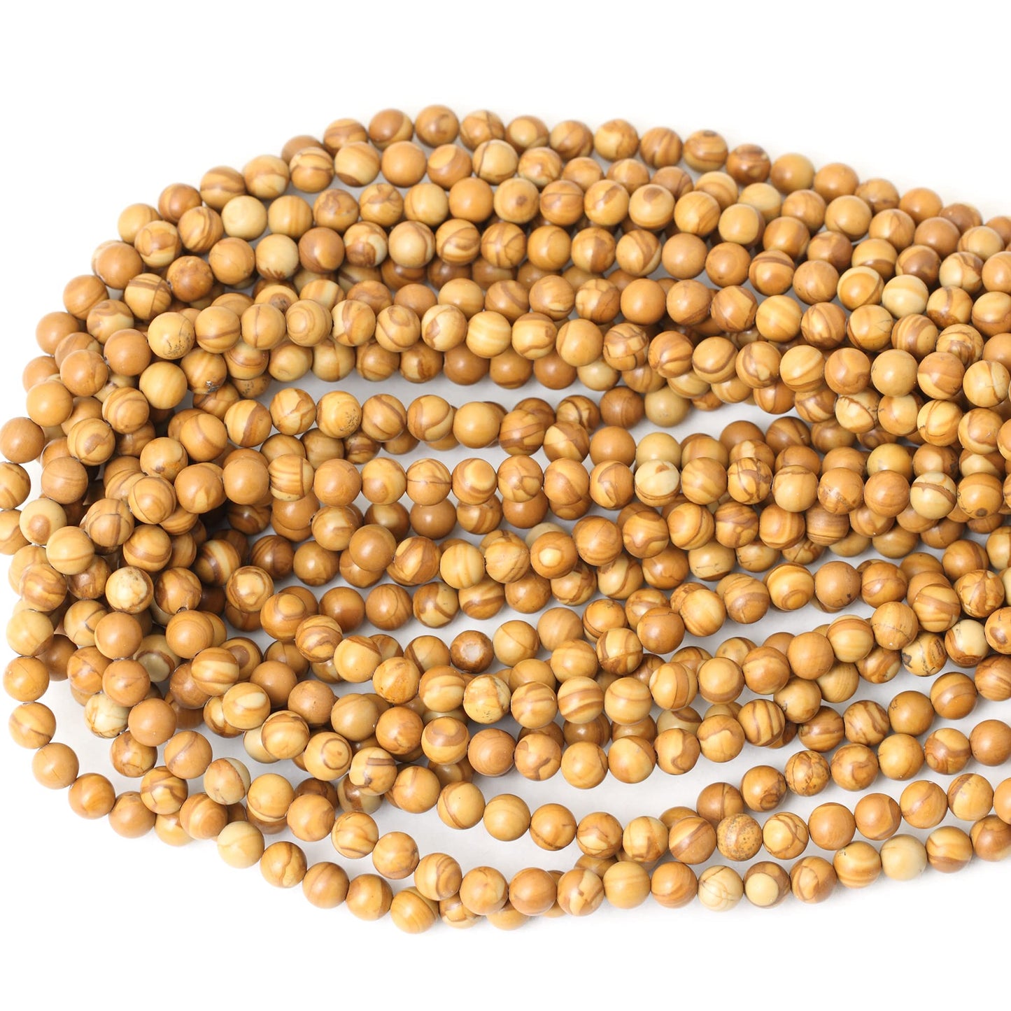 CHEAVIAN 60PCS 6mm Natural Woodgrain Jasper Round Loose Beads for Jewelry Making DIY Bracelet Necklace Materials 1 Strand 15"
