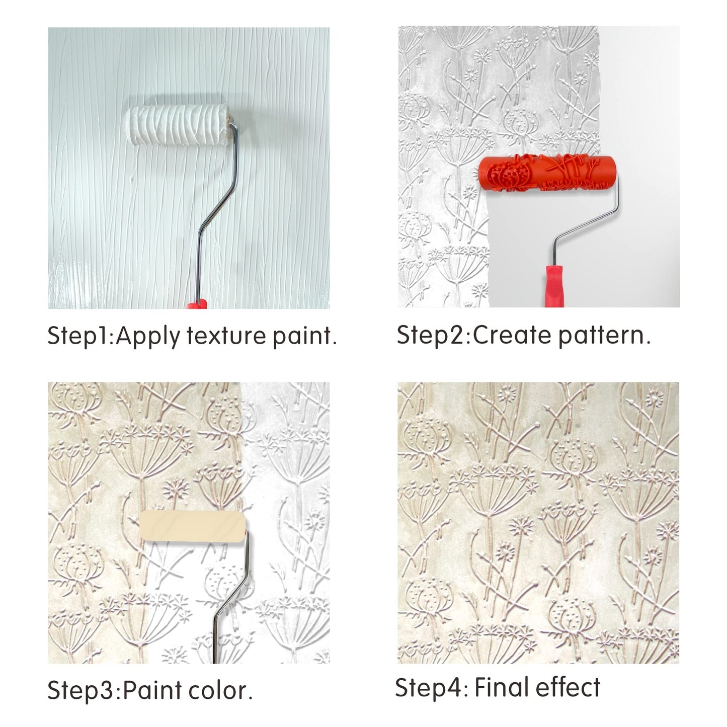 Hanroy 7'' Patterned Paint Roller for Wall Decoration Classic Brick Embossing Texture Rubber Roller Decorative Household DIY Paint Art Tool for Wall Decoration(EG346T)