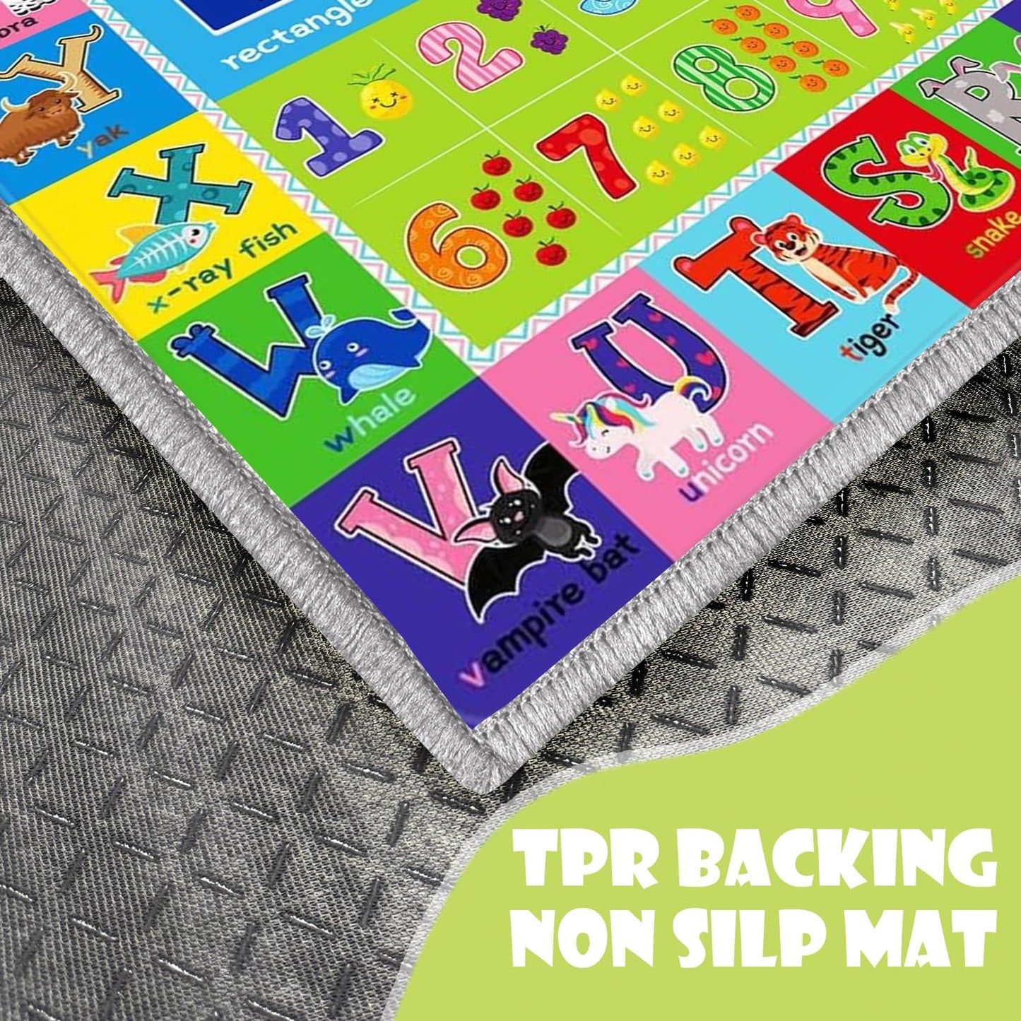 ABC Play Carpet for Kids – Extra Large Preschool Rug with ABCs, Numbers, Animals, and Colors for Playroom & Classroom - (78.7X59 Inches)