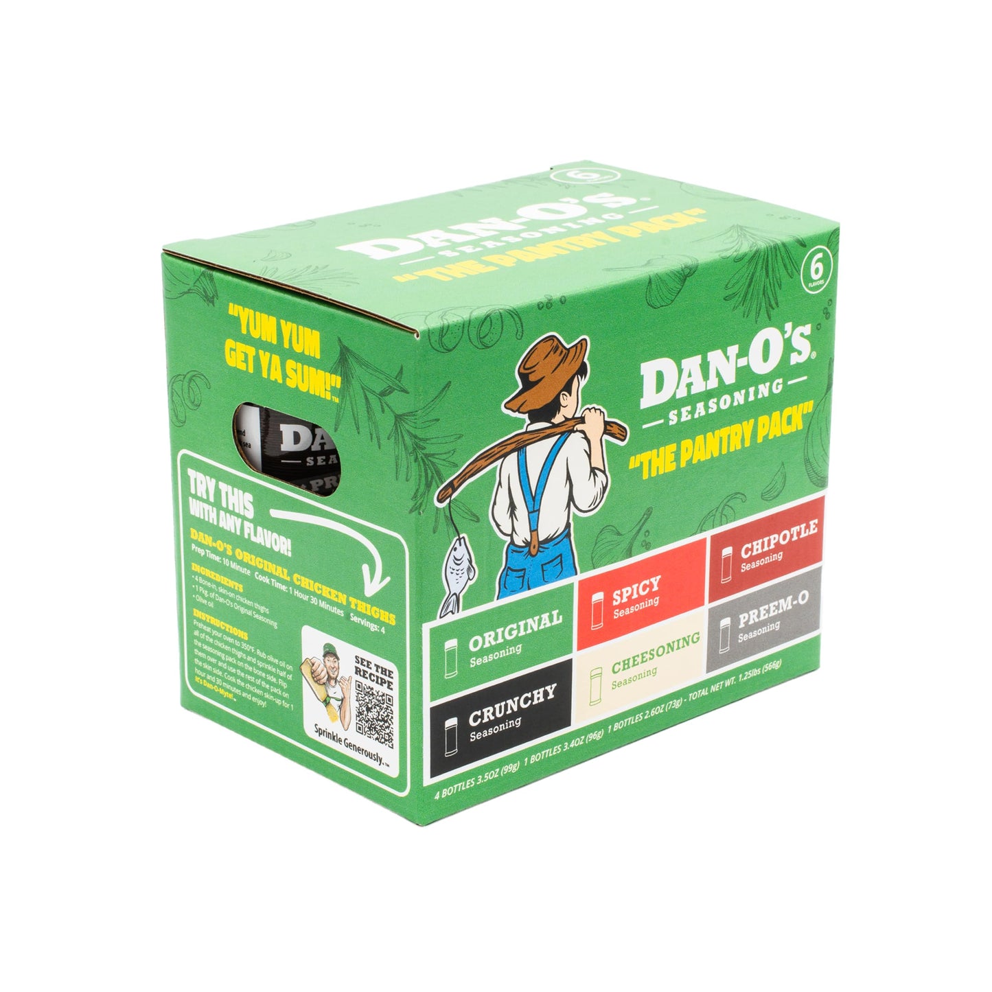 Dan-O's 6 Bottle Seasoning Set, Small Bottles, 6 Pack, Includes Original, Spicy, Chipotle, Crunchy, Cheesoning and Preem-O Seasonings, Sugar Free, Zero Calorie, All-Purpose Seasoning Kit
