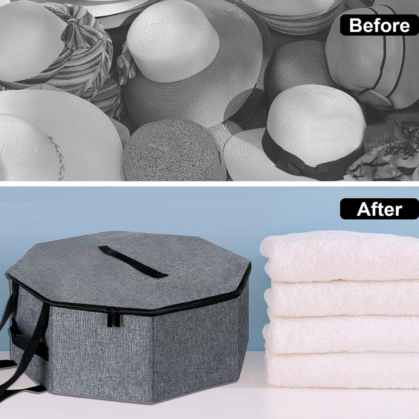 SHWWQUE Hat Storage Box,Hat Boxes for Women Storage,Cowboy Hats Holder for Travel,Wide Brims Hat Carrier Case,Stuffed Animal Toy Organizer,Hat Box Closet Organizers and Storage,Hat Boxes for Men