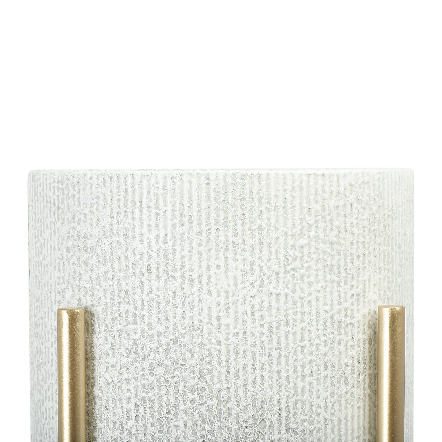 Main + Mesa Modern Boho Embossed Metal Planters with Stands, White and Gold, Set of 2 Sizes