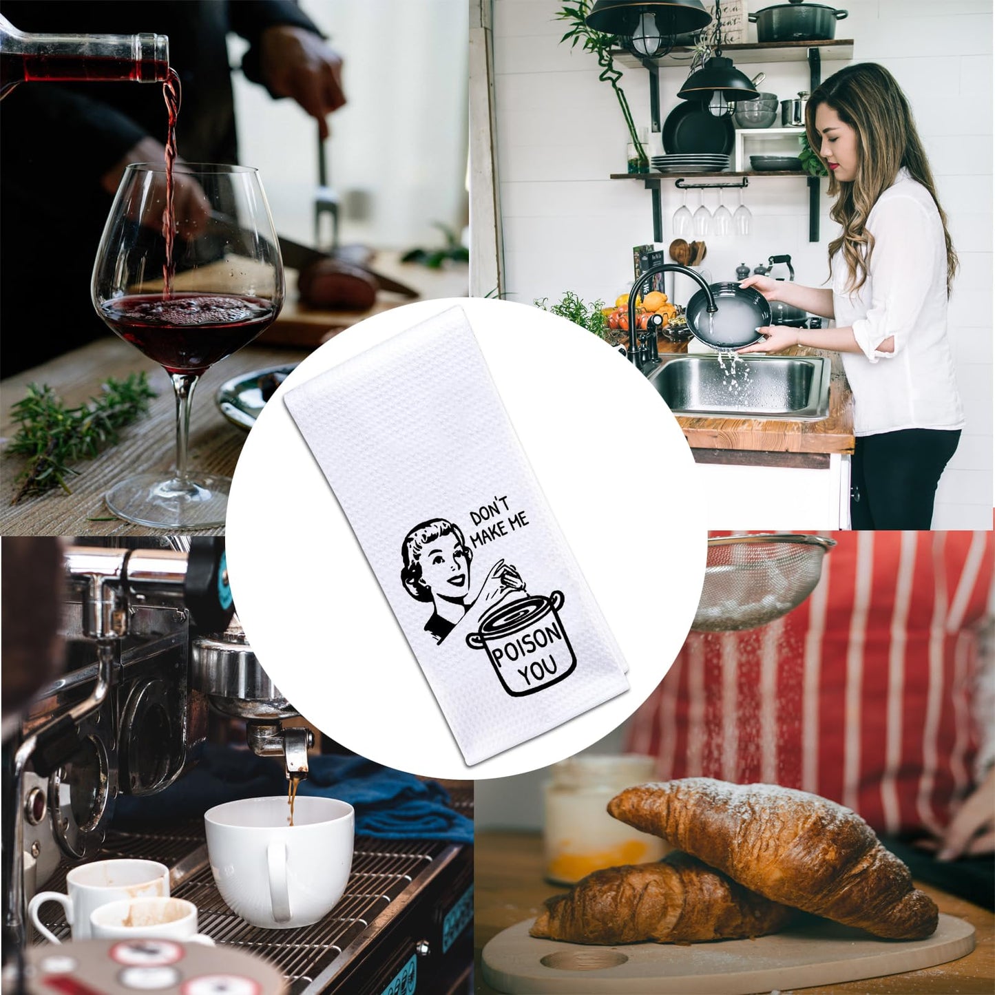 POFULL Hostess Chef Gift Cooking Gift Housewarming Towel Don't Make me Poison You Kitchen Towel (Poison You Towel)