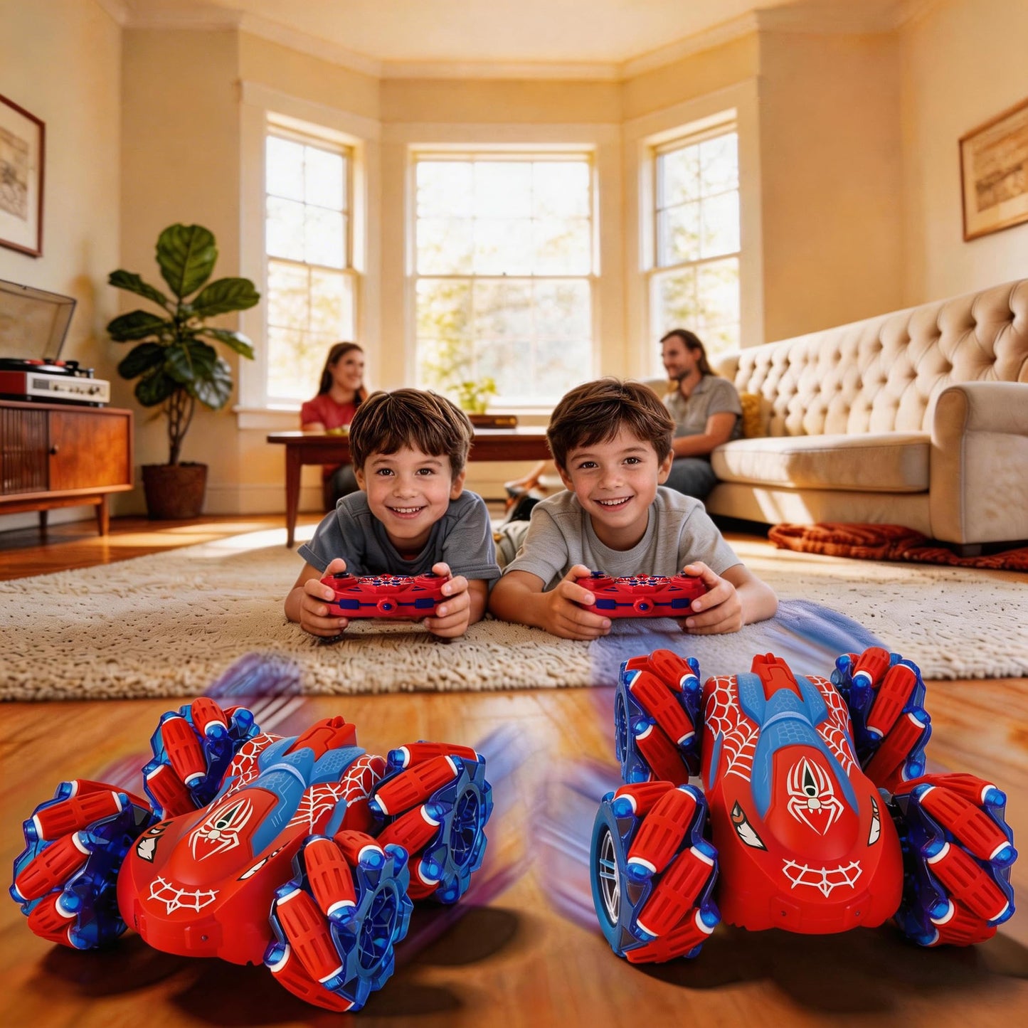 JOGSTEP Spider RC Stunt Car for Kids, 2.4GHz Double-Sided 360° Rotating 4WD Remote Control Car with LED Headlights, Rechargeable Off-Road Spider Toy Gift for Boys Ages 4–6 5–7 8–13