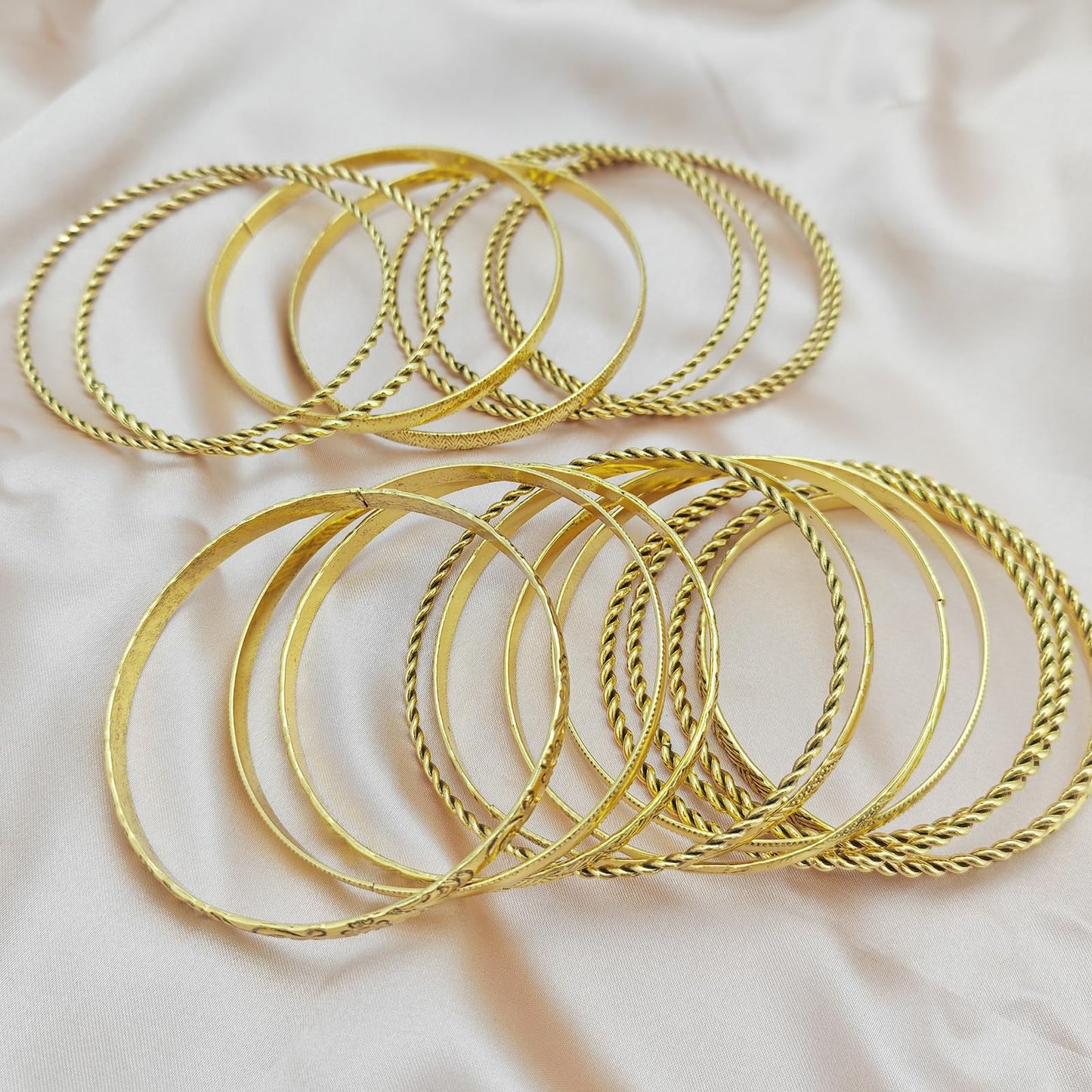 FUNOJOY Bangle Bracelets for Women,14K Gold Plated Boho Indian Multi Stackable Bangles For Women Jewelry Gifts