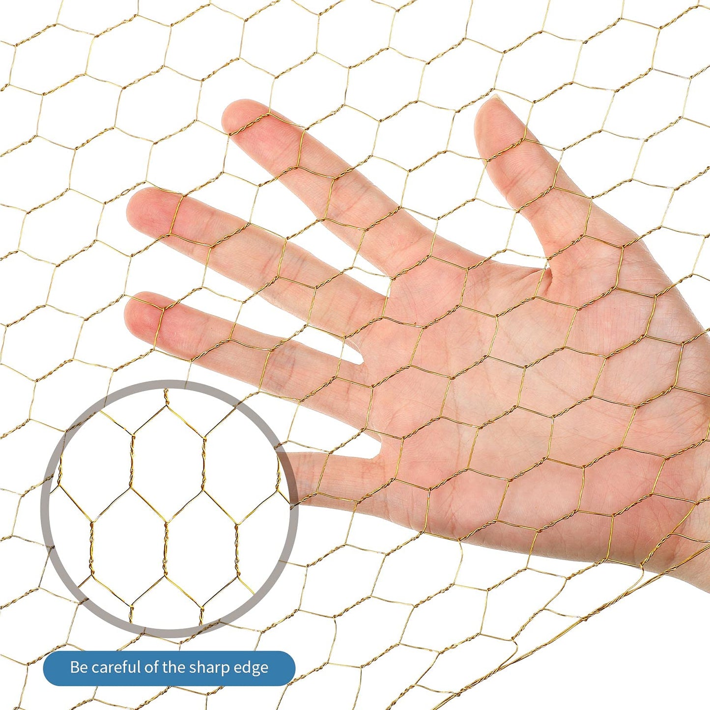 3 Pieces 40 x 13 inches Gold Chicken Wire Net for Craft Projects Lightweight Galvanized Hexagonal Frame Chicken Wire Mesh for Unfinished Wooden Window Frames DIY Craft Work Home Decor