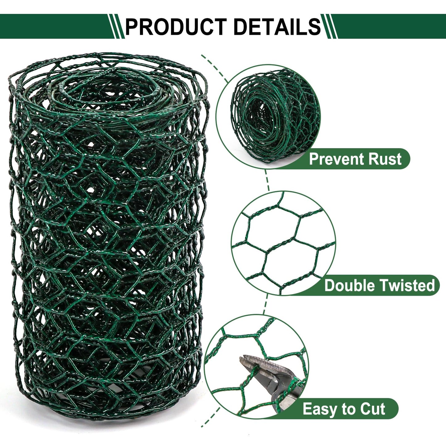 Floral Wire Netting, 4 x 118 Inch Mesh Netting with Plier, Protect Plant & Decorate Flower Arch, DIY Craft