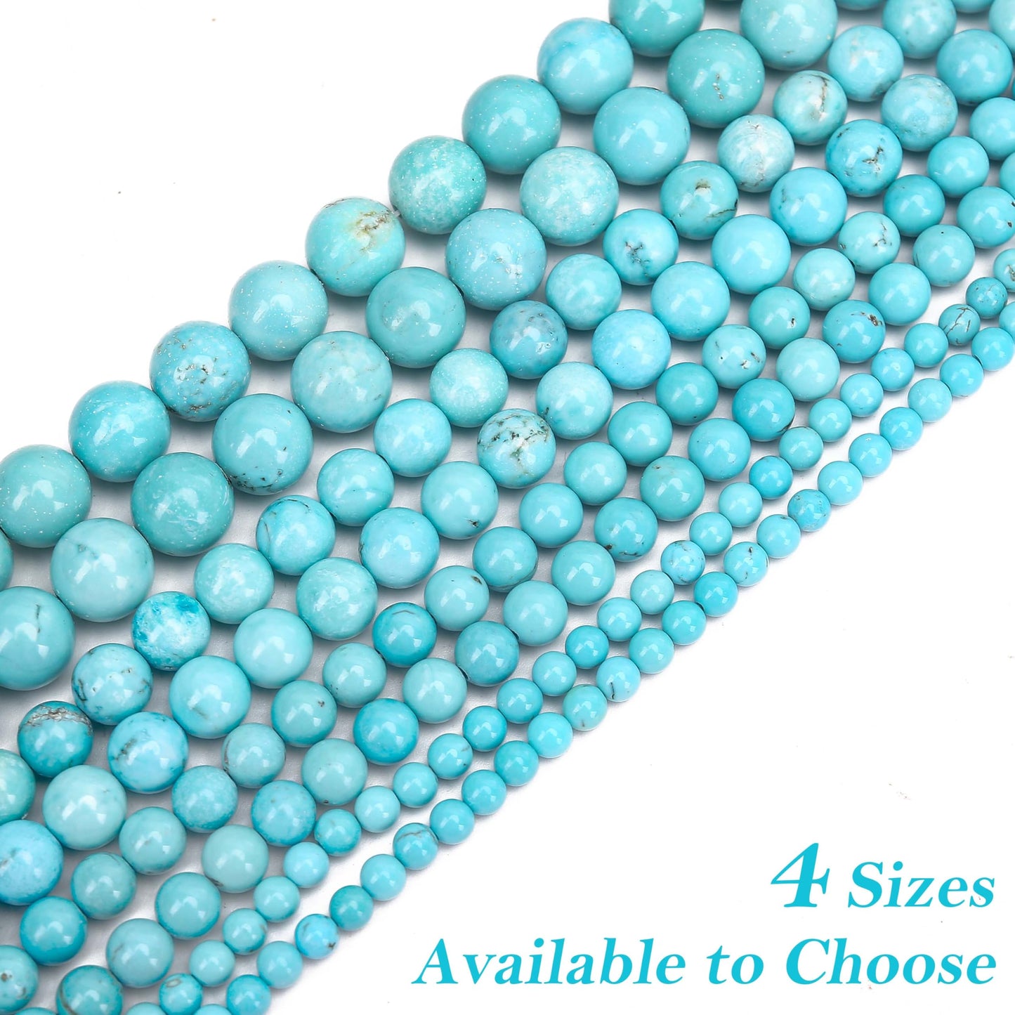 Aurehen Natural Gemstone Beads with Thread Needle Card as Complete Jewelry Making Kit, 120PCS 6mm Genuine Round Loose Energy Stone Spacer Beads, Smooth Healing Crystals for DIY Crafts (Blue Turquoise)