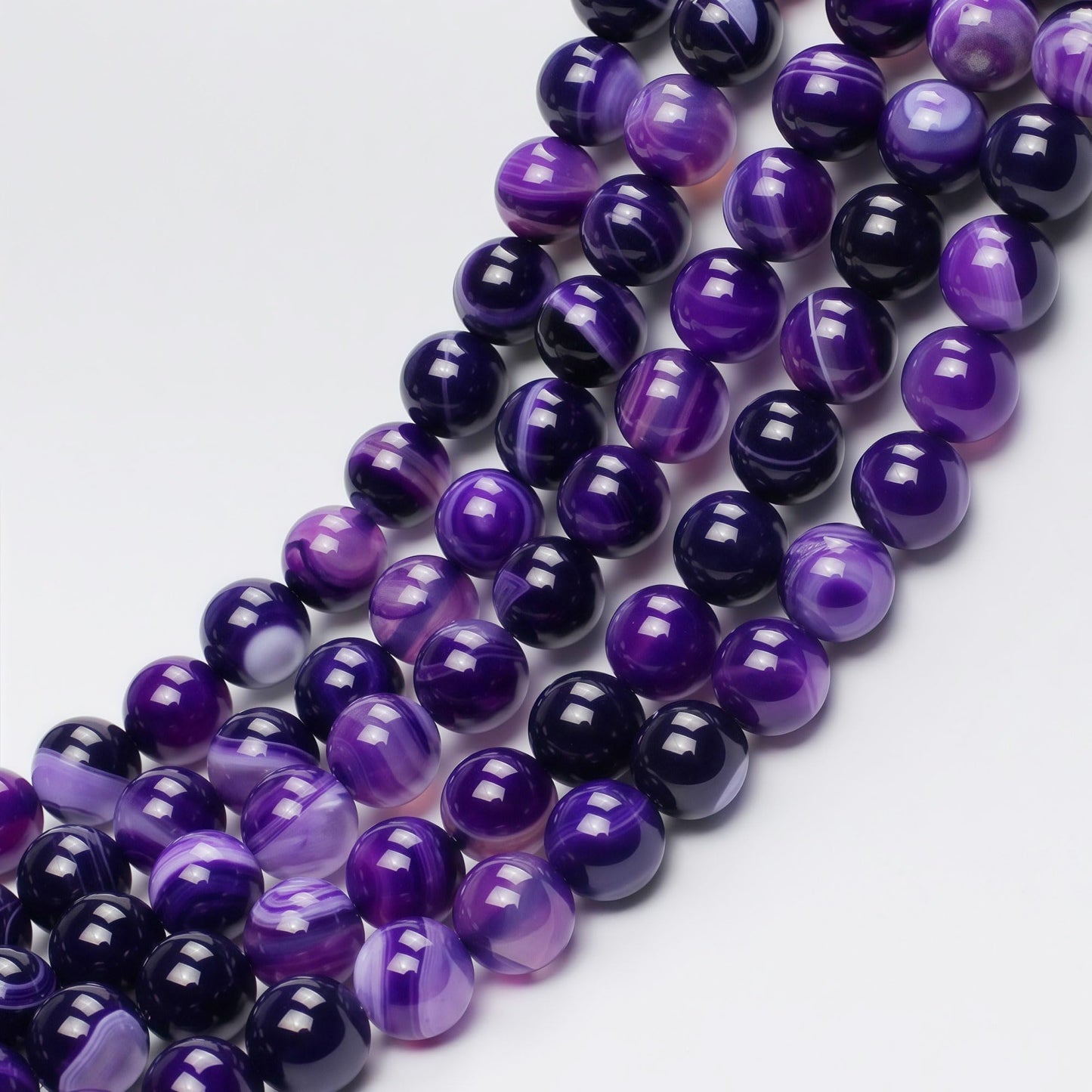 MJDCB Natural Stone Beads Purple Striped Agate Round Loose Beads for Jewelry Making DIY Bracelet Necklace (6mm)
