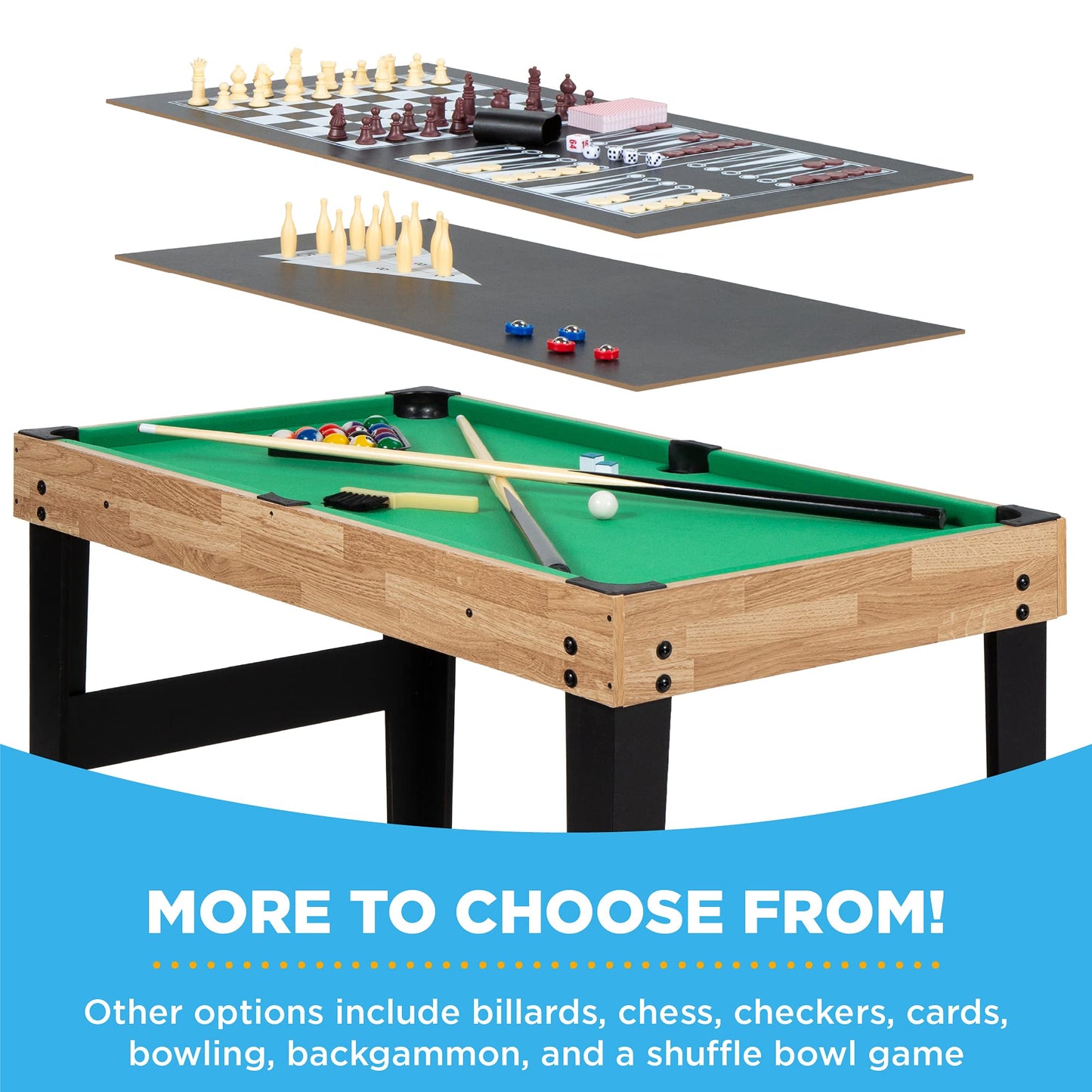 Best Choice Products 10-in-1 Combo Game Table Set w/Hockey, Foosball, Pool, Shuffleboard, Ping Pong, Checkers, Bowling, and Backgammon - Natural
