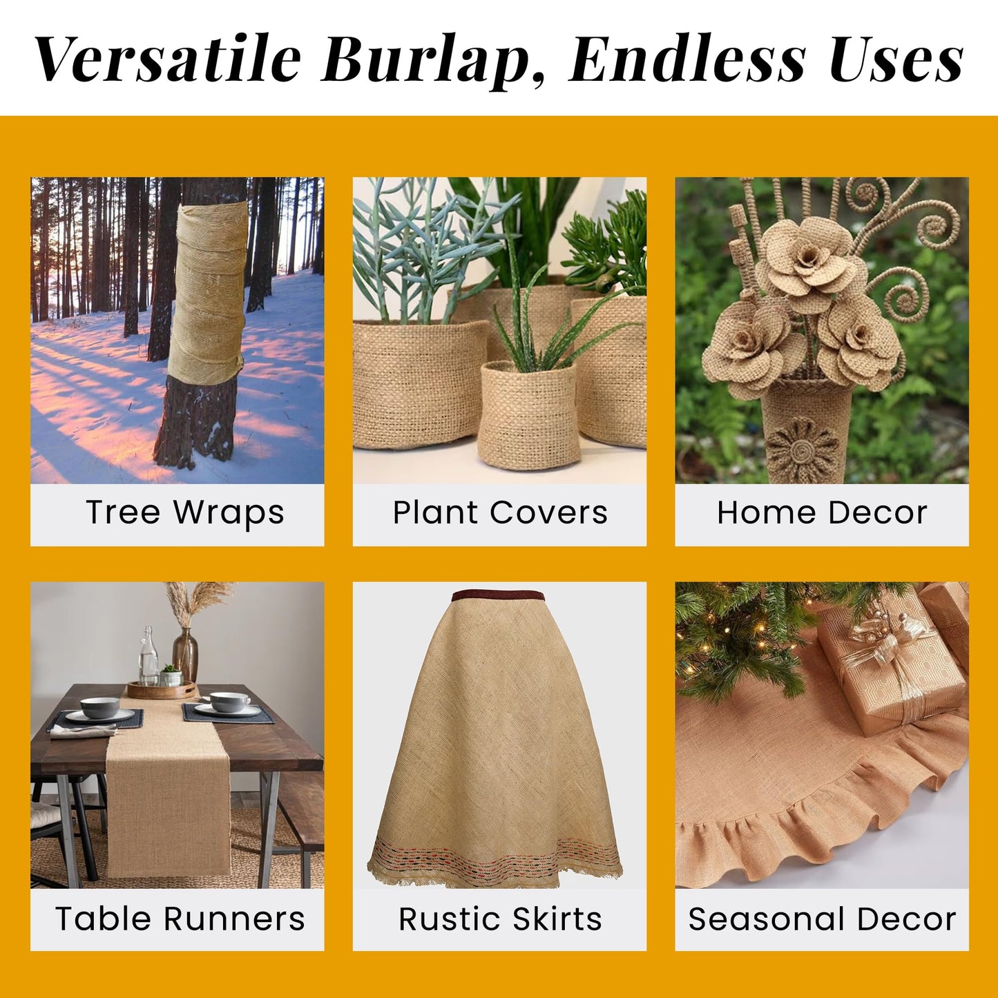 Tepo Burlap Fabric 25" x 15 Feet (5 Yards) – Natural Jute Fabric for DIY Crafts, Wrapping, and Decorations - Eco-Friendly Multipurpose High-Density Material for Home, Garden, and Rustic Wedding Decor