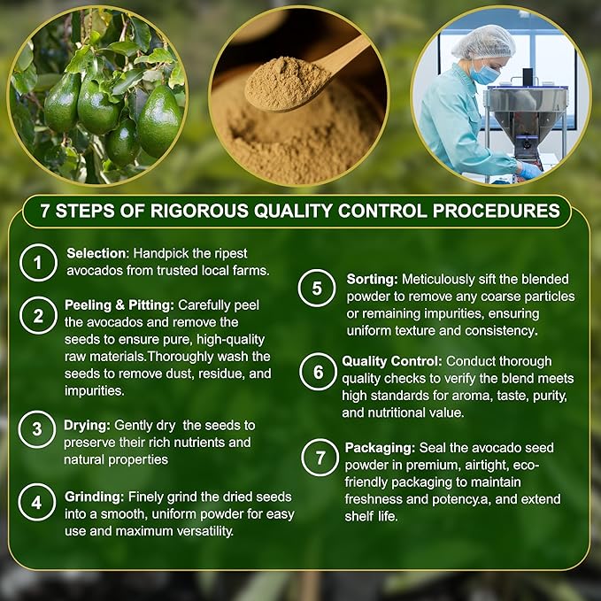 BOTAMONY Organic Avocado Seed Powder 7 oz, Pure Dehydrated Avocado Seeds, Caffeine-Free Superfood for Smoothies, Teas, Cooking & Baking, Non-GMO, Vegan, No Additives