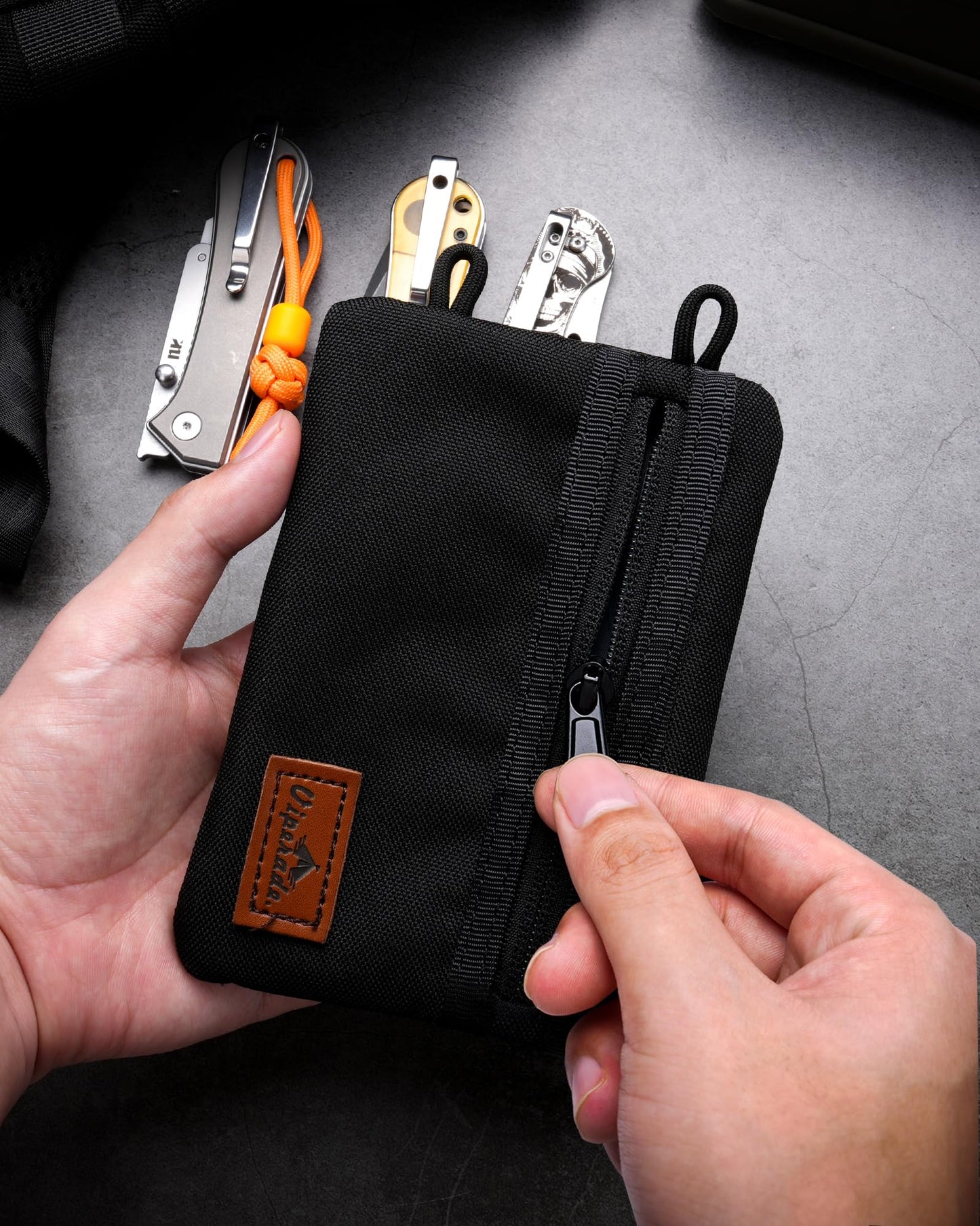 VIPERADE VE1 EDC Tool Pocket Organizer, Small EDC Pouch with 5 Pockets, Small Multitool Organizer Pouch Nylon Tool Sheath for Flashlight Multitools Pen Notebook