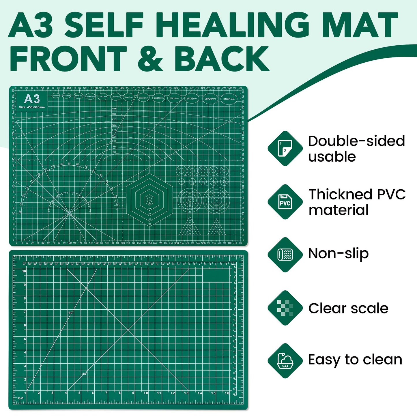 CLOYAN Cutting Mat 12"x18", 10 Pack Double-Sided 5-Ply Self Healing Sewing Cutting Mat, Cutting Mats Board for Crafts-Sewing, Fabric, Quilting, Scrapbooking Project