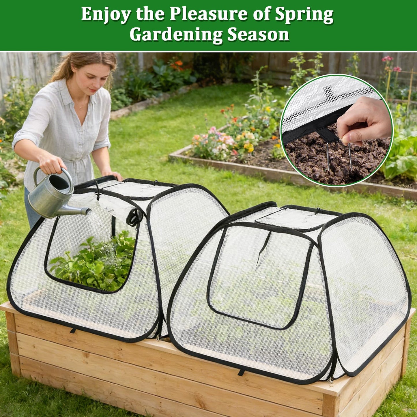 2 Pack Garden Covers for 6x3ft Raised Beds - Garden Row Plants Cover Accelerator, Freeze Protection Greenhouse Cover for Raised Garden Beds Protecting Seedlings Fruits Vegetable Rows