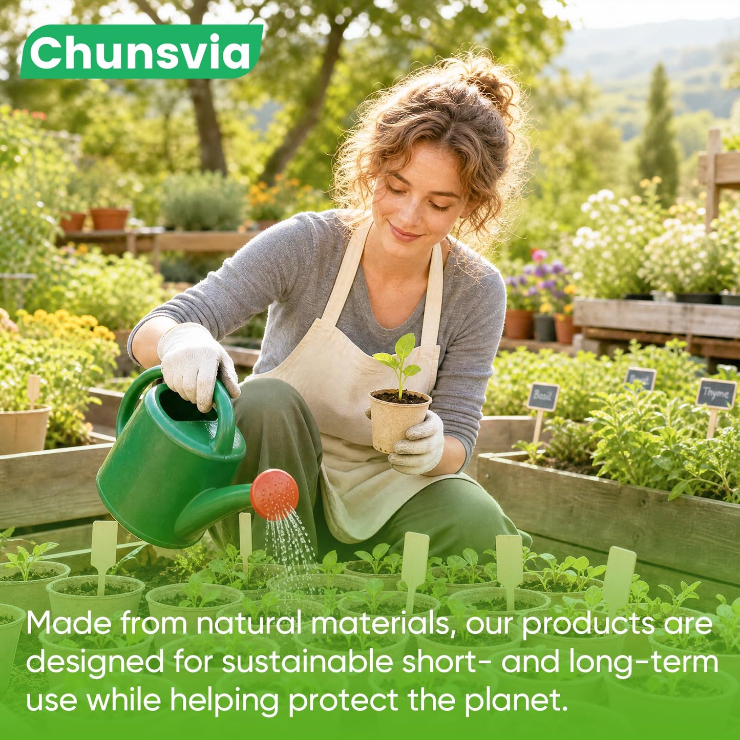 Chunsvia 60 Pack 4” Peat Pots for Seeding with 60Pcs Plant Labels, Biodegradable Seed Starter Pots with Drainage Holes, Garden Germination Nursery Pots