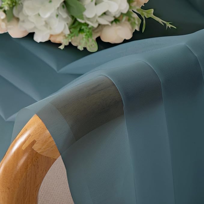 Chyhomenyc Sheer Valances for Windows 2 Pack, Small Window Curtains for Living Room Bathroom Cafe Laundry Basement, Modern Top Dual Rod Pocket Voile Curtain, 42W x 18L inches, Stone Blue
