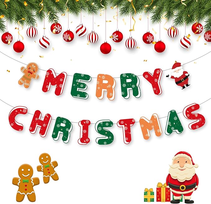 Merry Christmas Paper Garland Banner Kit
