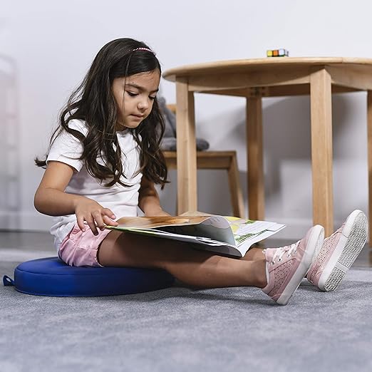 Factory Direct Partners SoftScape 15 inch Round Classroom Floor Cushions with Handles; Flexible Seating for Daycare, Preschool, Playroom; 2 inch Thick Deluxe Foam (6-Piece) - Assorted, 11232-AS