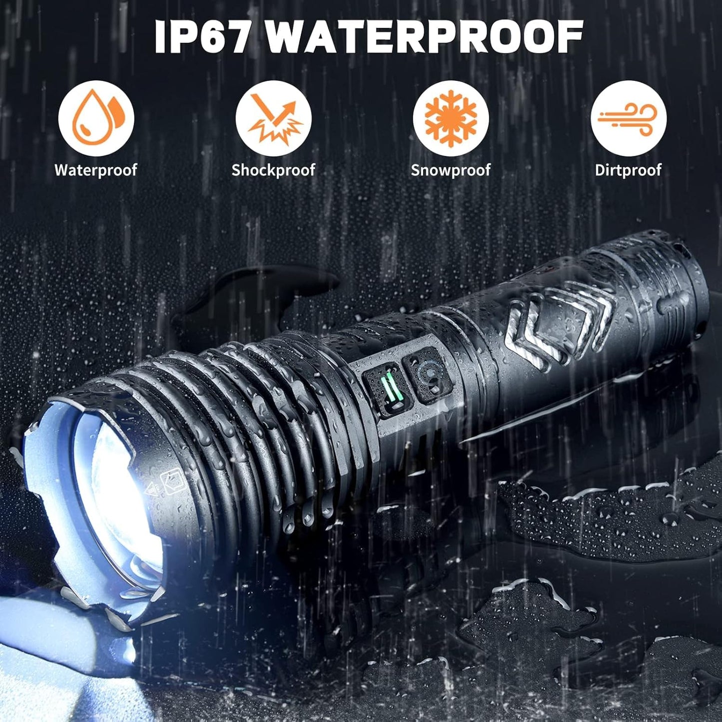 baibian [24H Long Life] High Power 155,000 Lumens Rechargeable Flashlights, Super Bright Tactical Flashlight with 1200m Ultra-Long Beam, XHP160.6 LED Light for Emergency, Camping, Gifting