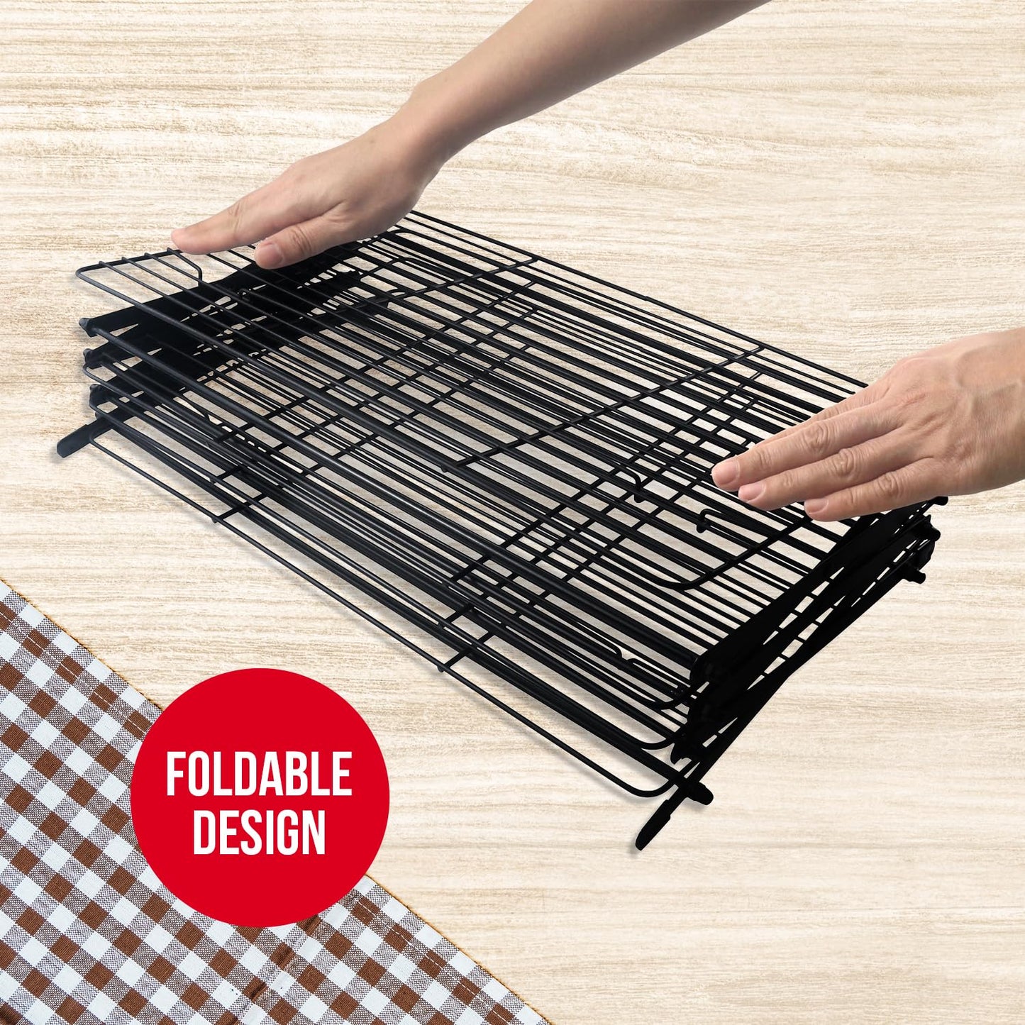 4-Tier Collapsible Cooling Rack For Baking - Expandable & Foldable Cookie Cooling Wire Rack - Baking Rack - Foldable Cooling Rack For Baking Supplies - Premium Quality & Sturdy Legs